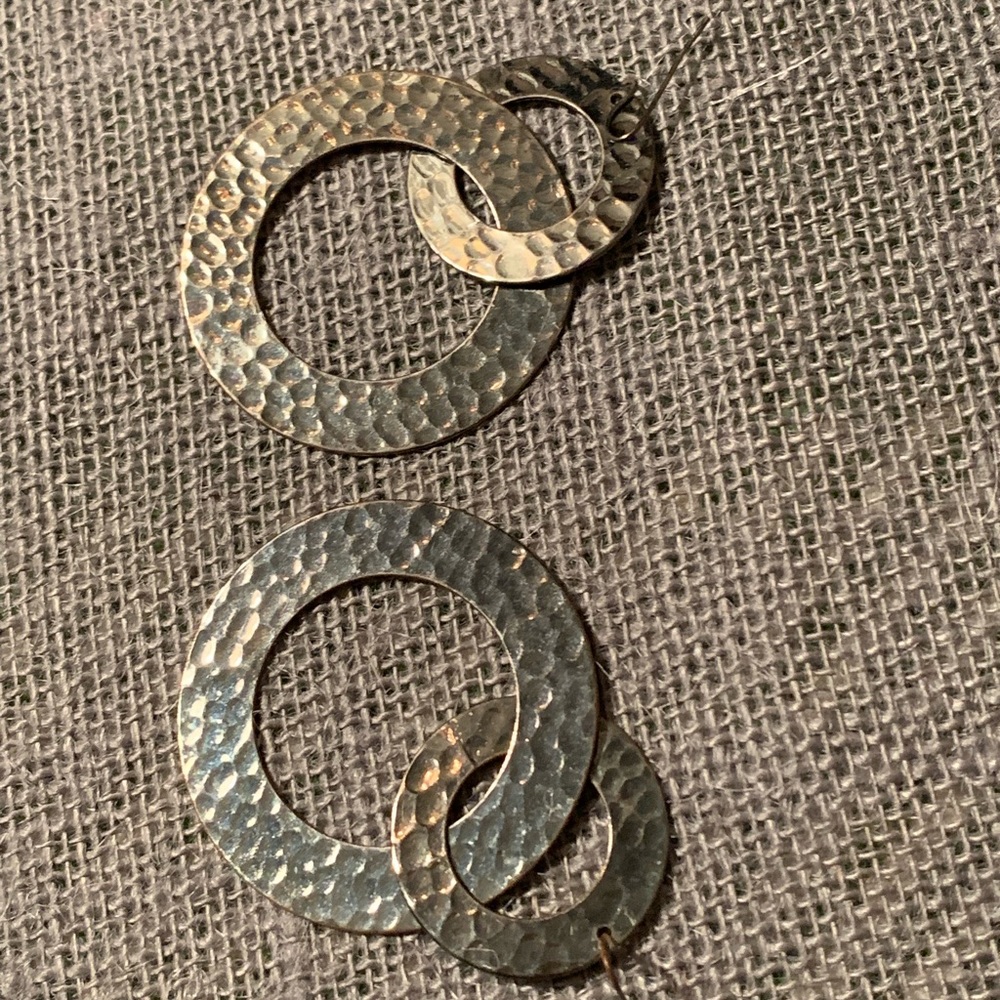 Hammered Silver Ring Earrings